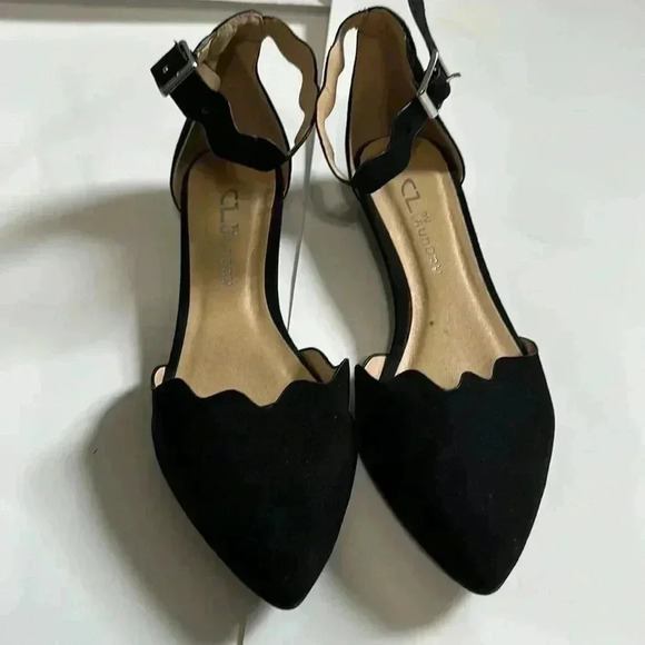 CL by Laundry black flat strap around ankle size 6 1/3 - Picture 1 of 5